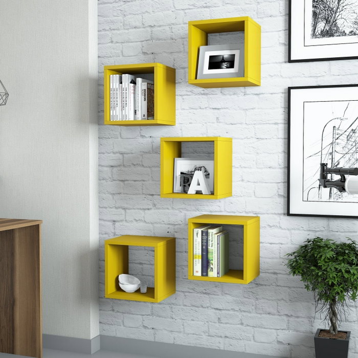 Hanah Home Estantería de Pared Bohemia Amarilla (5 Piezas) Hanah Home Estantería de Pared Bohemia Amarilla (5 Piezas)